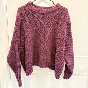 Cable Knit Sweater Burgundy